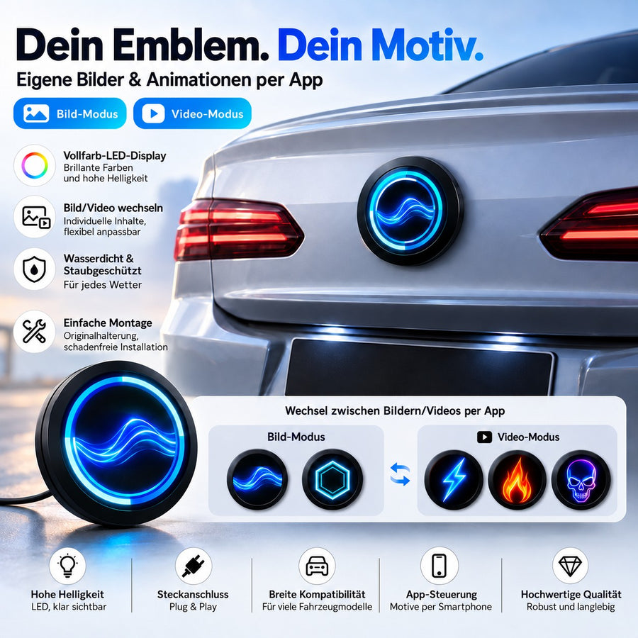 Dynamisches LED-Emblem-Display mit eigenen Motiven per App