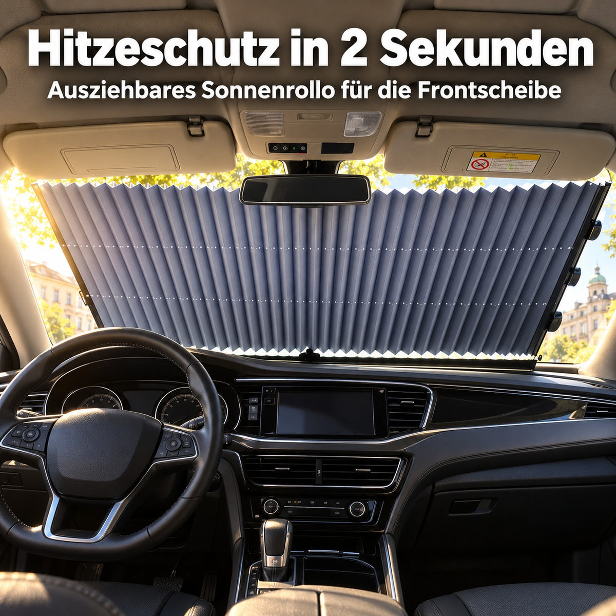 Ausziehbares Sonnenrollo an der Frontscheibe